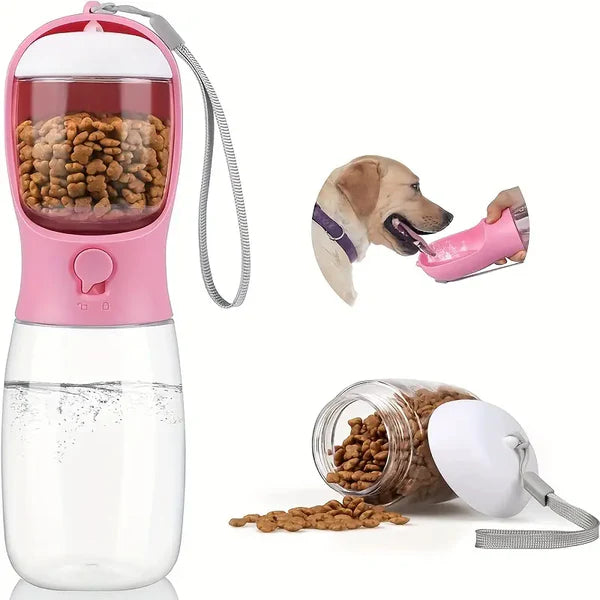 CoccolaPet : Bottiglia d'acqua portatile per cani e gatti con contenitore per alimenti